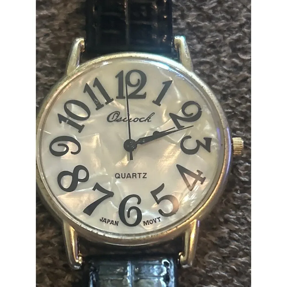 Osirock Quartz Stainless Steel Vintage Faux Crocodile Leather Strap Watch